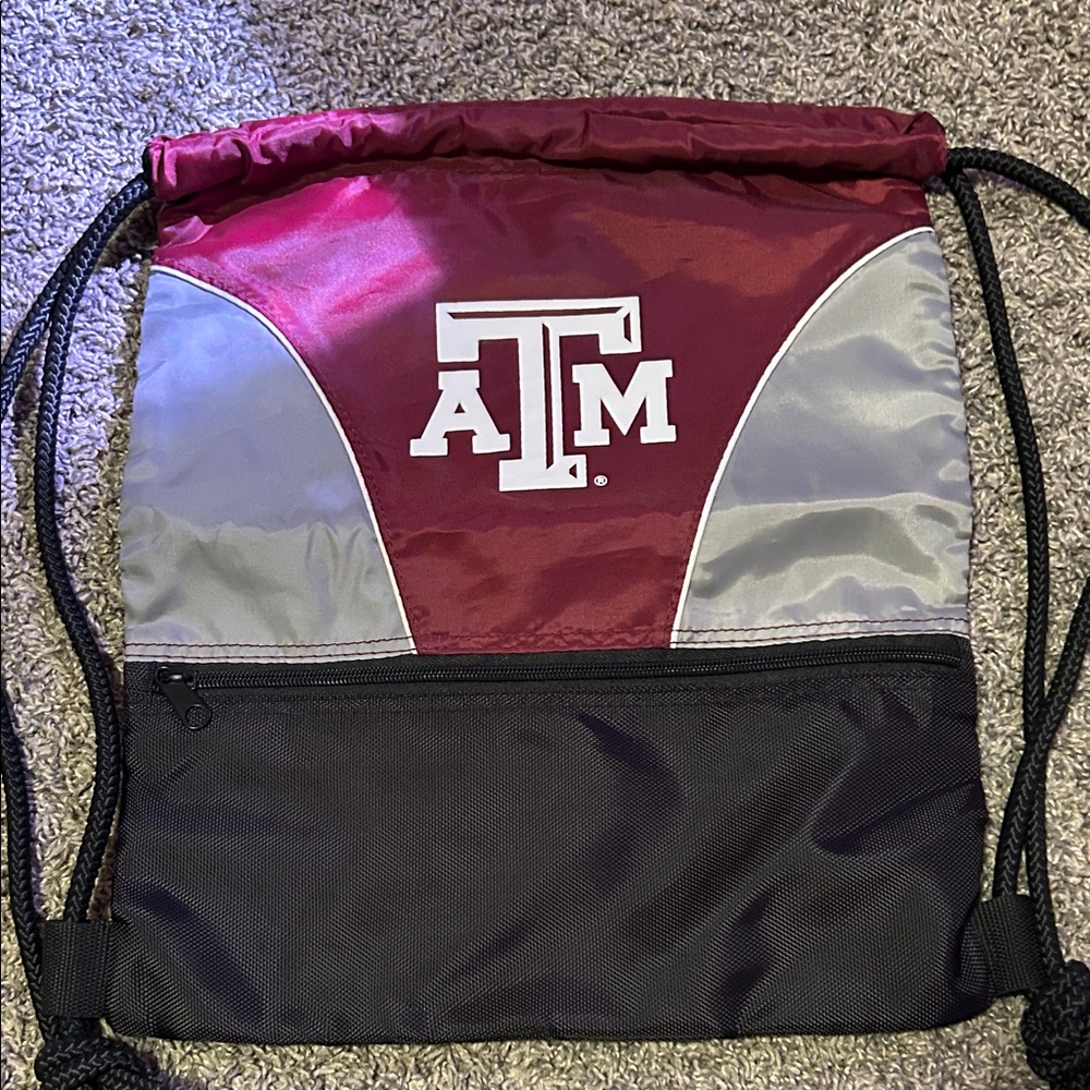 Texas A&M Maroon, Black and Gray Drawstring Backpack